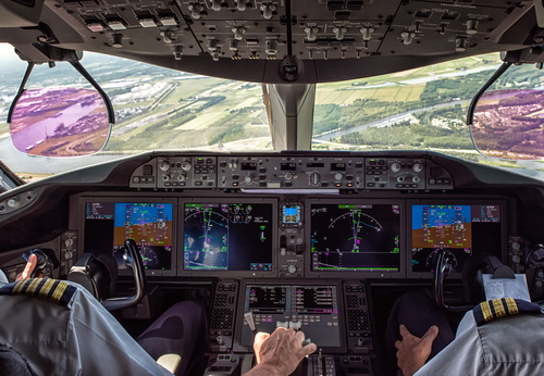 Professional aircraft cockpit environment for aviation careers
